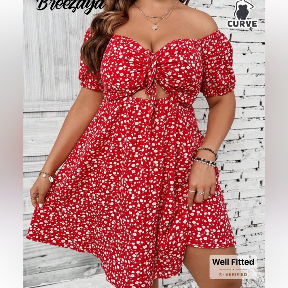 SHEIN Red Floral Mini Dress